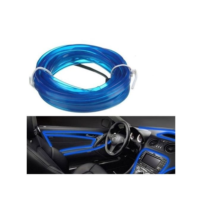 Flexible neon-style LED strip light for car dashboard, shown on white background.