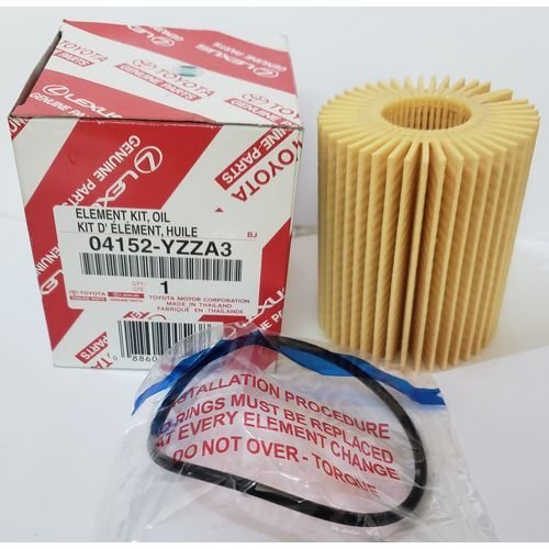 Toyota 04152-YZZA3 spin-on oil filter canister on white background.