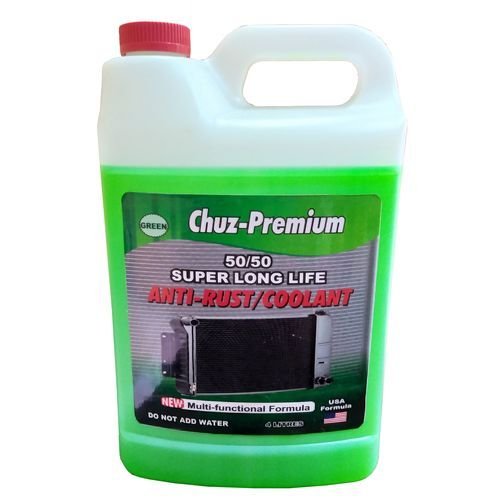 Huz Premium 50/50 Super Long Life Radiator Coolant 4-liter container on white background.