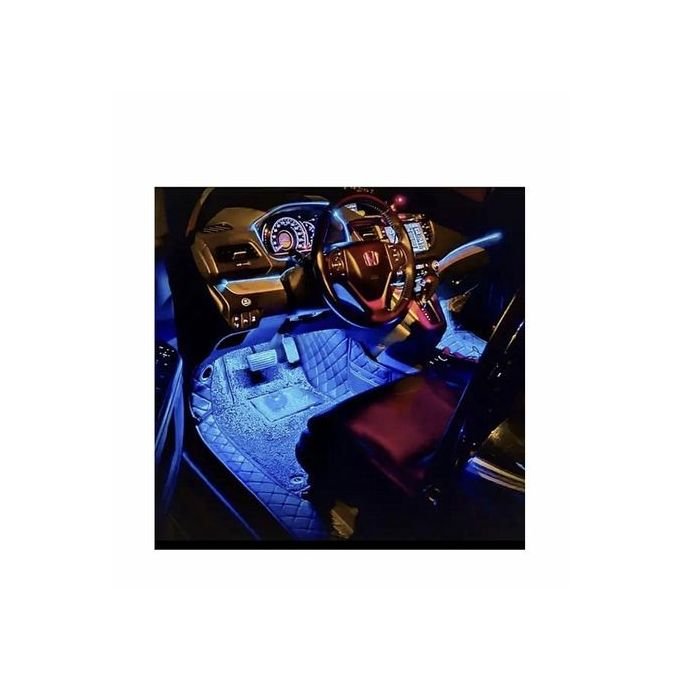 Flexible multicolor LED ambient light strips for car interior on white background
