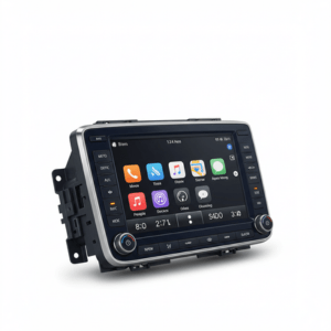 “Modern car head units with touchscreens, Bluetooth, GPS, and multimedia features”