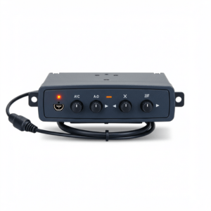 “Car intercom system with microphone and speakers for in-vehicle communication”