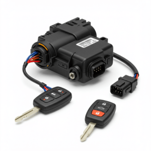 “Complete car central locking system with actuators and remote key fob”