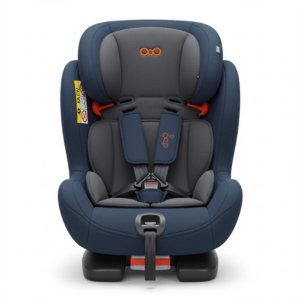 “Safe and cozy child car seat installed in a car for a young passenger”