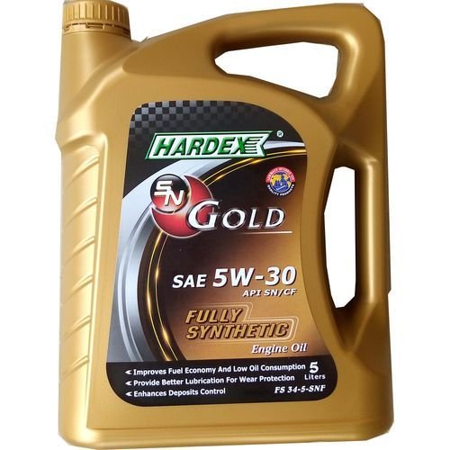 5-litre container of Hardex SAE 5W-30 SN fully synthetic engine oil on white background