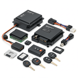 “Car immobilizer kit with control unit, wiring, and key transponder chip”