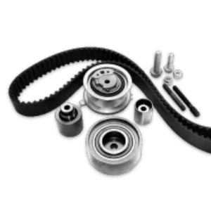 Set of heavy‑duty truck timing belts for Mack, Actros, MAN, HOWO, DAF, Scania, and Volvo F6/F7 on white background.